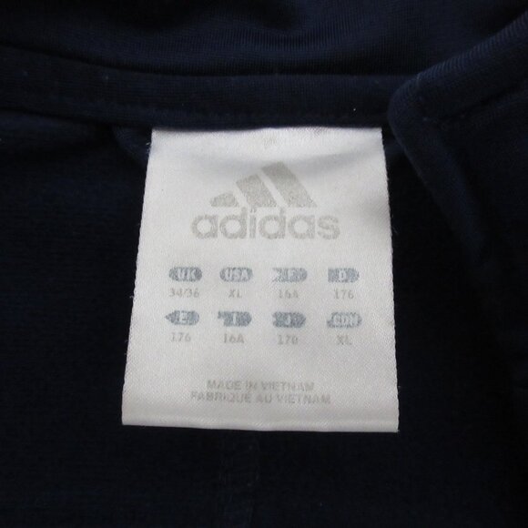 Adidas Womens Jacket Sz XL Navy w/White Arm 3-Stripe Full Zip Reflective Pockets - Picture 4 of 9